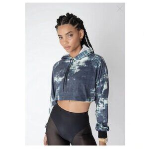 ADAM SELMAN Bleach Plaid Cropped Hoodie Size Small